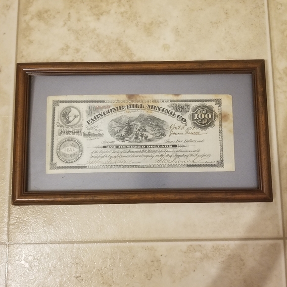 1892 Farncomb Hill Mining co. Colorado stock framed by Deck the walls - Picture 1 of 12